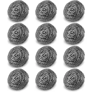 12 Pack Steel   Pads, Stainless Steel , Scrubbing Scouring Pad, Steel  Scrubbers for Pots and Pans, Stoves,Broiler Racks,Grills and