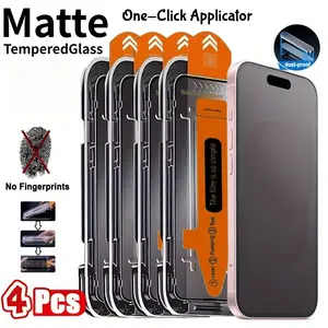 4-Piece Matte Tempered Glass Screen Protector Set, Compatible with Smartphone iPhone 17 Pro Max/pro/air and Older Models, HD Clarity, Scratch-Resistant and Easy Installation