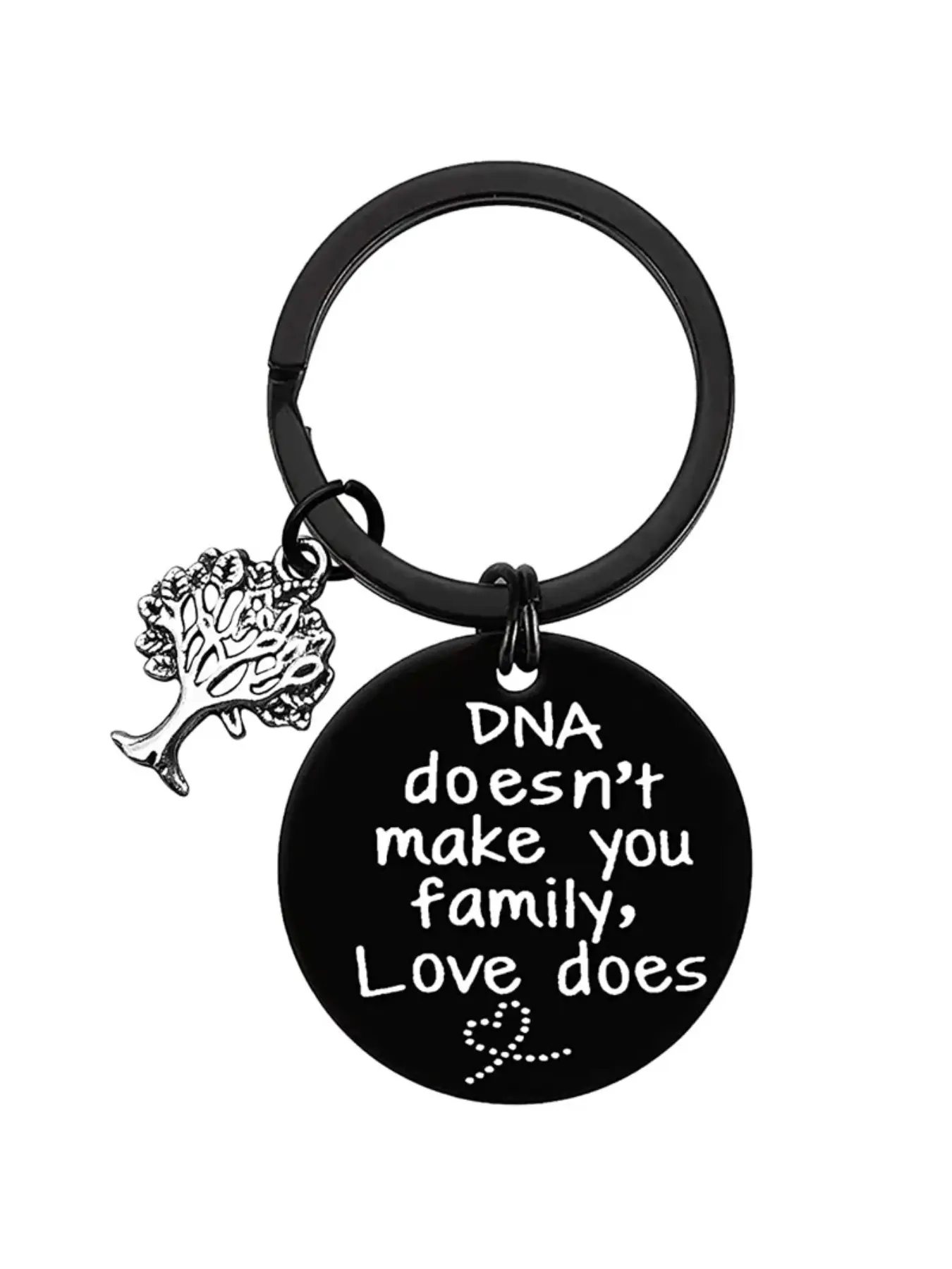 Step-Parent Keychain, DNA Doesn't Make You Family, Love Does Pendant, Step Mom and Step Dad Adoption Gift, Bonus Mom and Dad Keyring