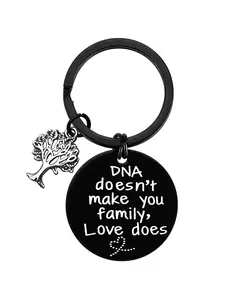 Step Parent Keychain DNA Doesn't Make You Family Love Does Keychain Step Mom Step Dad Adoption Gifts for Bonus Mom Dad Pendant Keychain