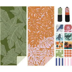 2 Pack Microfiber Beach Towel, Quick Dry Travel Towel Large Sand Free Towel for Beach, Camping, Swim Pool, Gym, & Yoga 71"x32", Palm