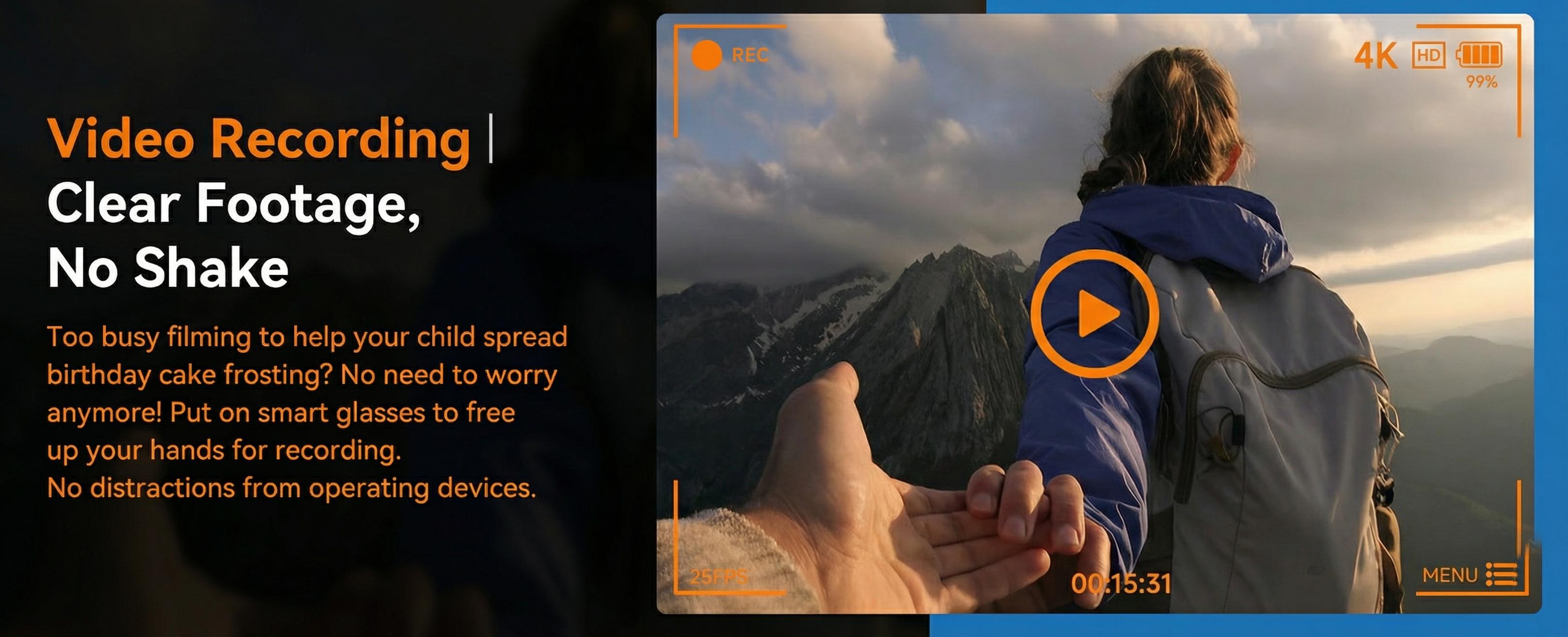 Smart Sports Glasses - First-Person 4K Camera & AI Translator for Outdoor Adventures | Photochromic, Bluetooth, Hands-Free Video