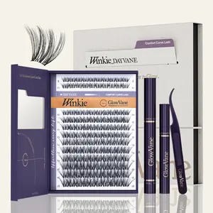 GlowVane TrueCurve DIY Lash Kit | 0.03mm Curved Lash Clusters Soft Lightweight 8-18mm DDCurl DIY Lash Extensions for Beginners Seamless Eye Fit Zero Strain(FS3)
