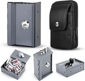 2 count Portable Lock Metal Pocket with  Bag for Winners   Large Capacity Wallet Box  Lock Pocket with Key Gifts Stops The Addictive
