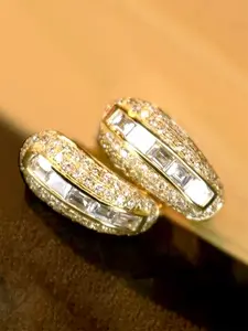 1 Pair Classical Cubic Zirconia Hoop Earrings For Women Wedding Engagement Party Valentine's Day Gift