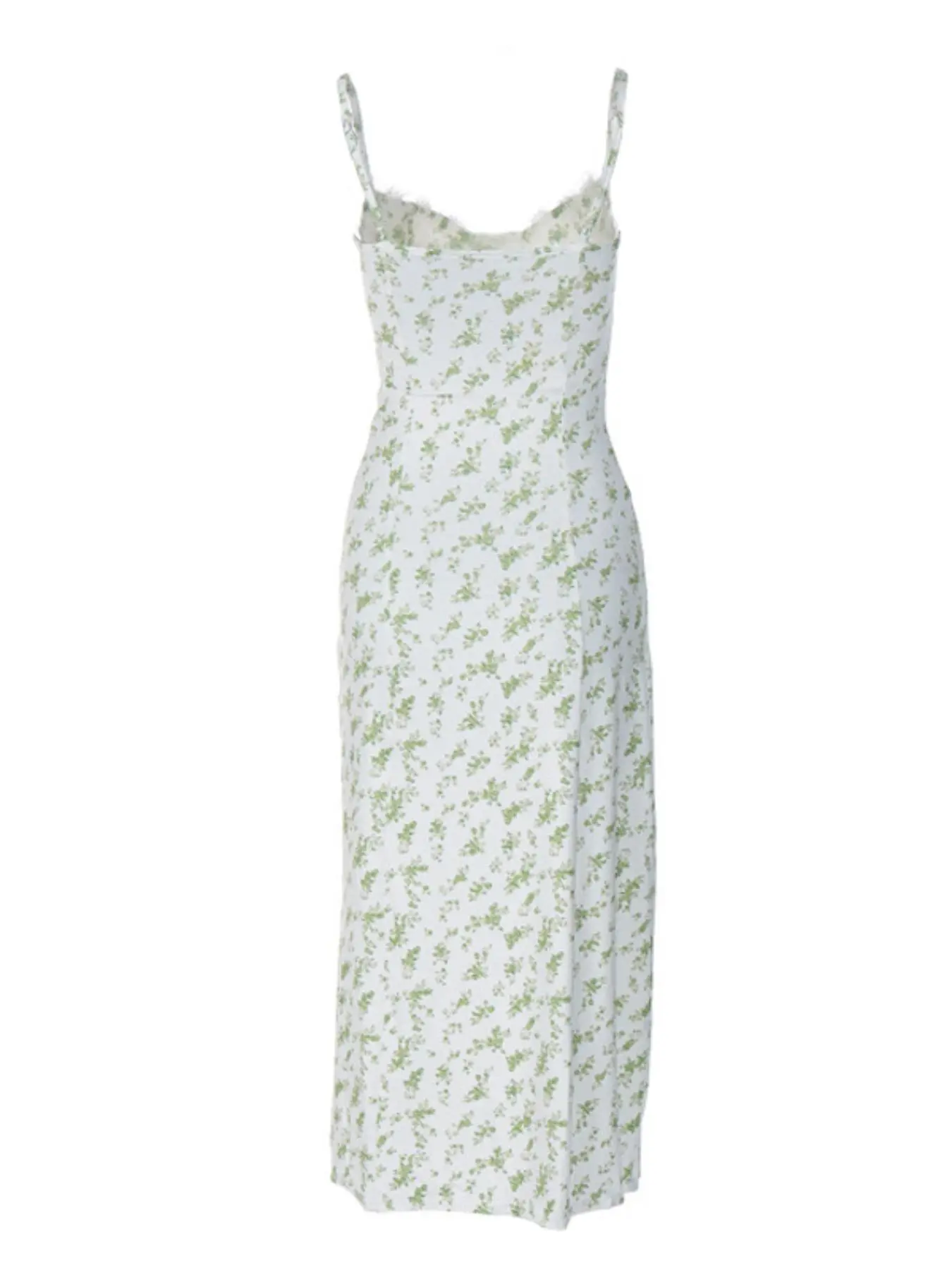 ditsy floral print boat neck corset slip midi dresses-white Ditsy