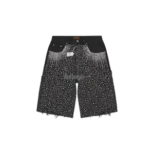 Birth of Royal Child 20k Swarovski Diamond Boro Denim Black Jean Shorts