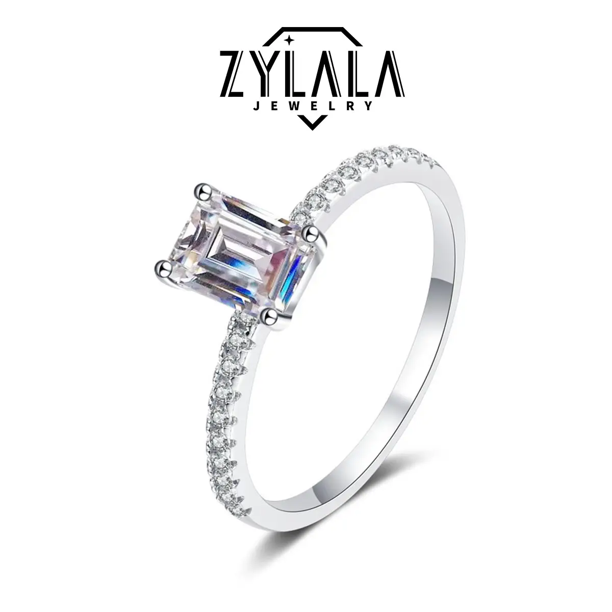 [200] 1.0/2.0/3.0 Carat Synthetic Moissanite Ring Sterling 925 Silver Perfect For Engagement Wedding Promise & Valentine's Day
