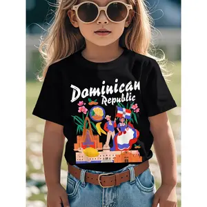 Kids Dominican Republic Graphic T-Shirt - Boys & Girls Dominican Pride Shirt with Flag, Mangoes, Merengue Dance & Malecón - Lightweight Everyday & Carnival Outfits - Machine Washable Dominican Republic-Themed Apparel - Round Neck Casual Streetwear with Vi