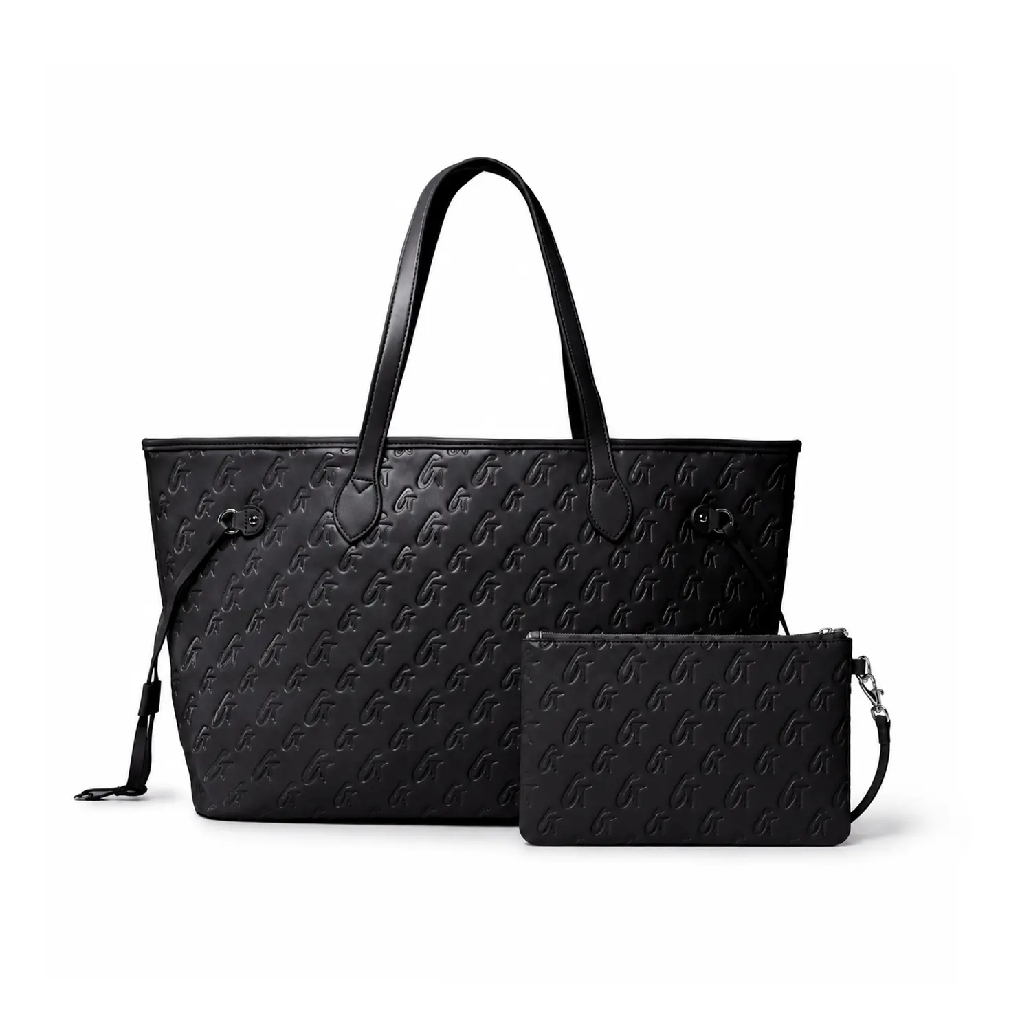 MONOGRAM GLAM TOTE WITH WRISTLET - BLACK PINK