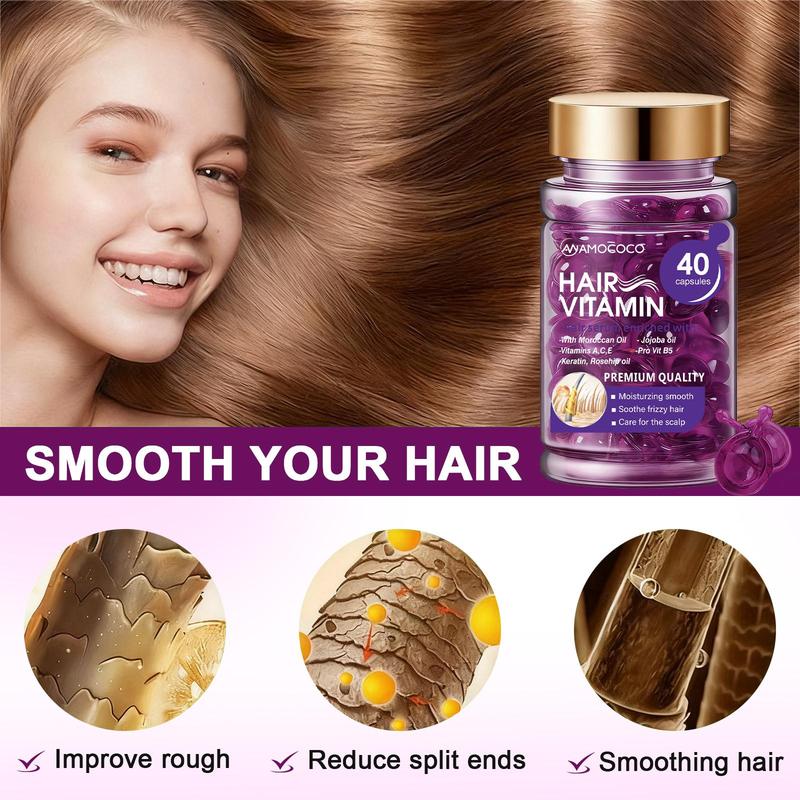 Hair Vitamin Capsules for Color-Treated & Permed Hair Infused with Violet Vitamins & Argan Oil 40 Capsules Nourishes Hair Restores Silkiness and Shine
