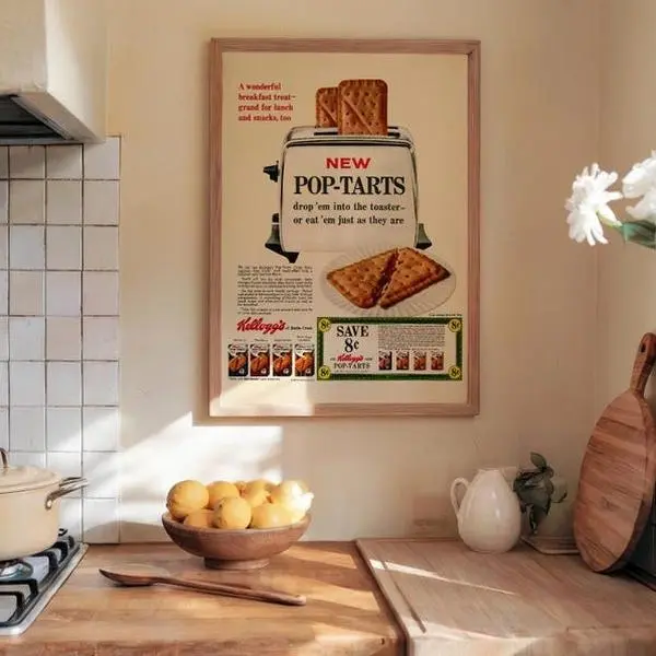 Vintage Kellogg’s Pop-Tarts Ad | Retro Breakfast Poster Print Wall Art for Kitchen Decor | Gift for Food Lovers  Poster No Frame  Decor Photo