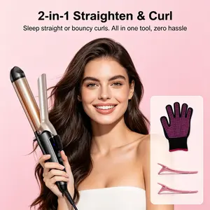 Multi-2-in-1 Curling irons & Hair Straightener, Curling hair, Curler Wand, Curler Blowout, Beachwaver curler, Fast Heat-Up, Universal Dual Voltage Travel; VNEXPROT SD-516A-2  Integrated Plates Curling Clip#SummerWins #DealsForYouDays