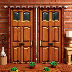 Video Games Window Curtain,Miner Door Privacy 30-50% Blackout Curtain for Window Brick Red Square Shade Windows Covering for Bedroom Video Games Theme Drapes 2 Panels