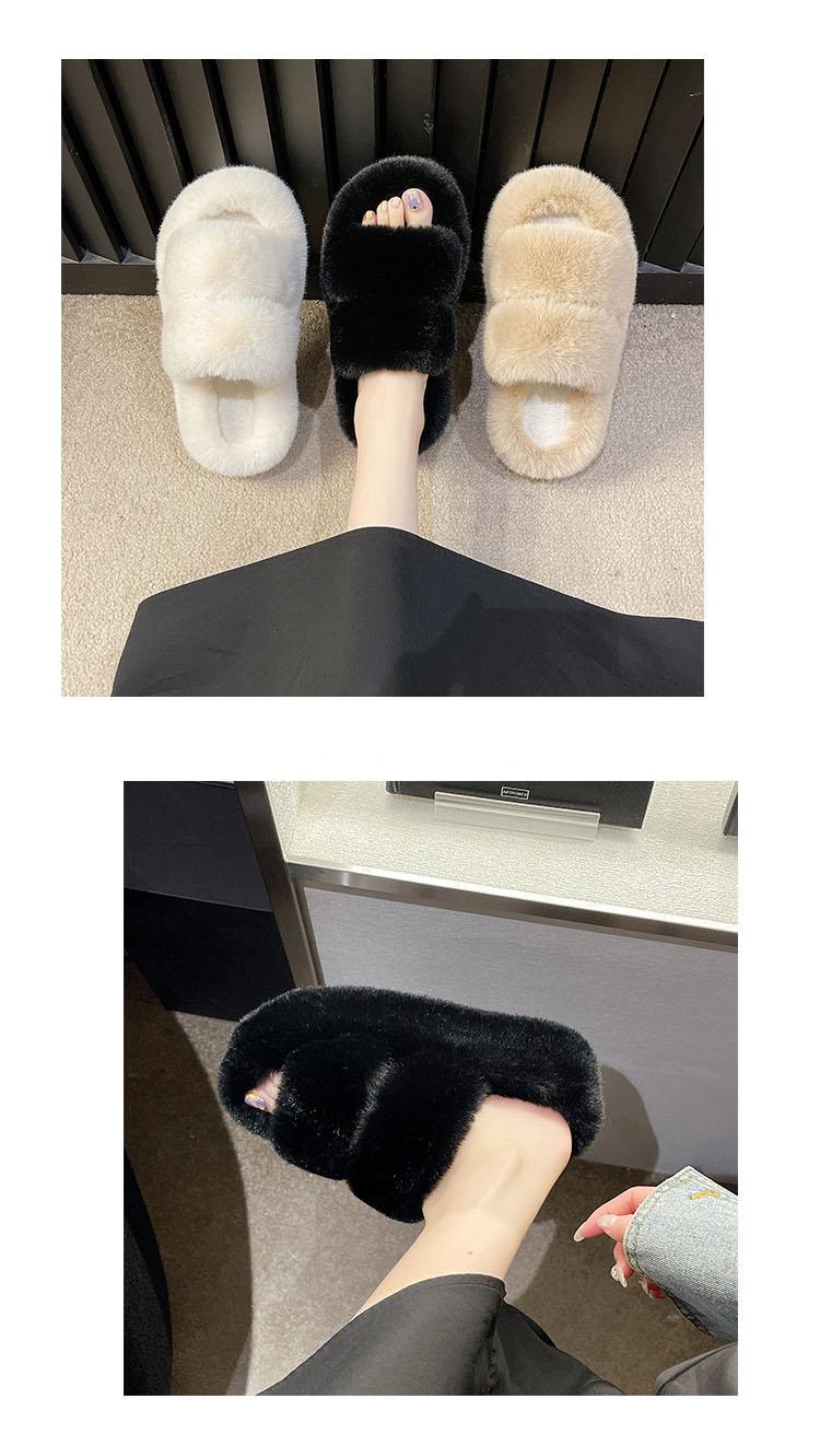 Women's Plush Open-Toe Mule Slippers with Thick Sole - Comfortable & Warm for Home & Casual Outings