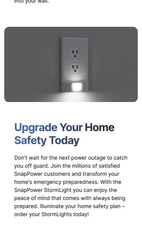 StormLight - Socket Cover with built in battery backup night light.