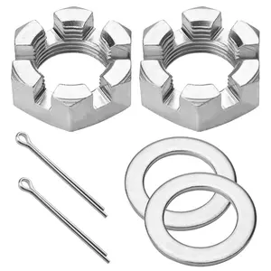 2 Set Trailer Axle Nut Kit Castle Nut Kit- 1" Washer & Cotter Pins Compatible with 1" Shaft Spindle Nut Kit for Trailer, RV and