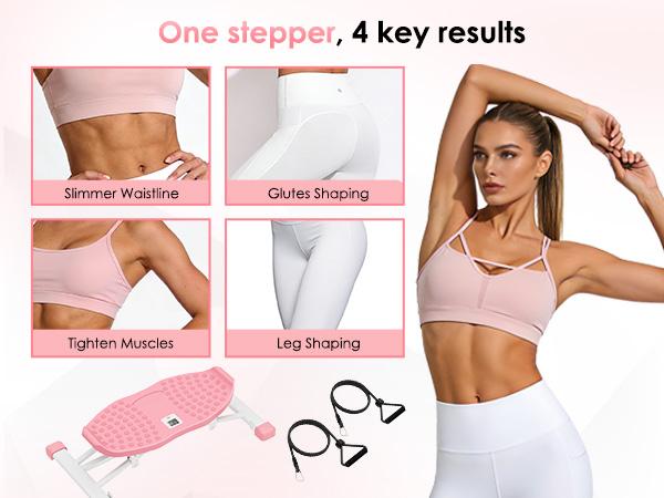 Dland 2-in-1 Ski Exercise Stepper Machine with Resistance Bands & Smart Monitor | 300LBS Silent Home Workout Equipment for Full-Body Shaping
