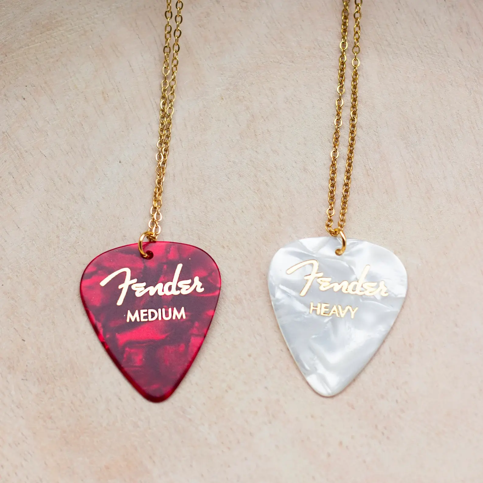 Fender Guitar Pick Necklace with Gold Plated Steel Chain