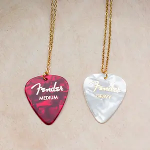 Fender Guitar Pick Necklace with Gold Plated Steel Chain