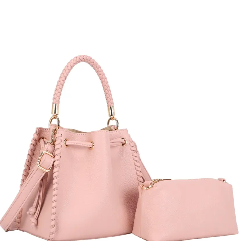 Satchel Bag with Zipper Pouch Set- Baby Pink