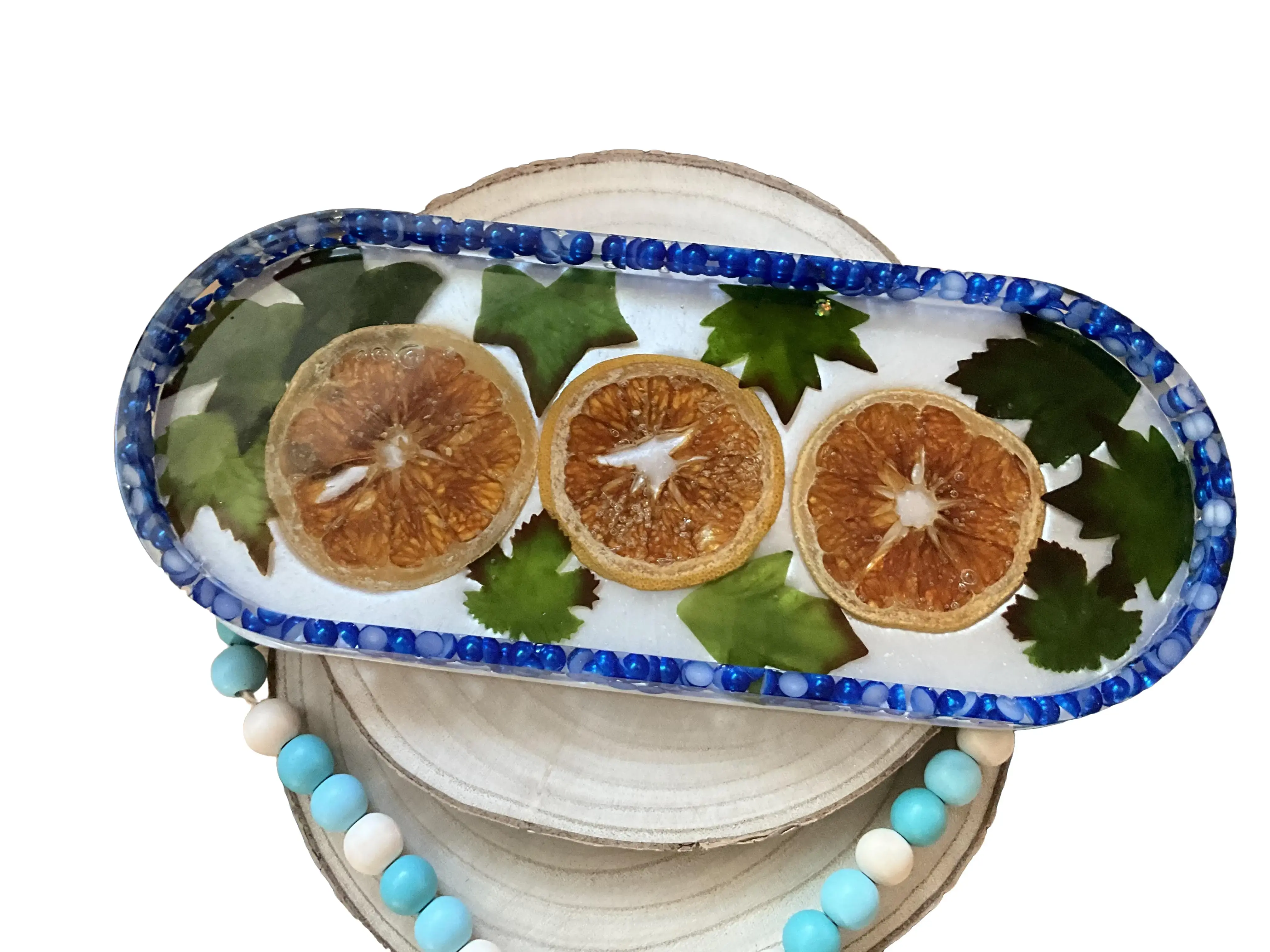 Resin Tray with Citrus Fruit Plates - Stylish Glossy Finish for Serving & Displaying Citrus Fruits - Ideal for Restaurants Cafes & Home Use