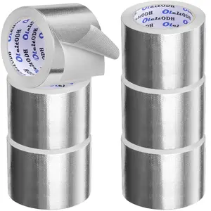 6Pack Adhesive Aluminum Foil Fiberglass Heat Shield Tape 4in x 66ft Silver Self-Adhesive Reflective Foil Tape Thick Heat Resistant Tapes for HVAC Ducts Furnace Dryer Vent Auto Engine Insulation Repair