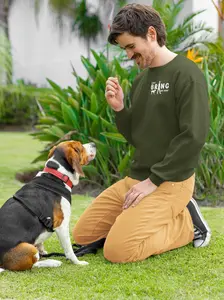 "Can I Bring My Dog?" - Man Walking - Crew Neck Sweatshirt