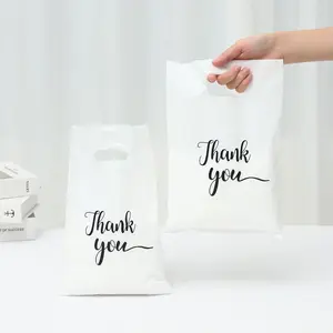 Thank You Gift Bag, 100pcs/pack Plastic Gift Handbag, Gift Wrapping Bag, Shopping Bag, Candy Bags