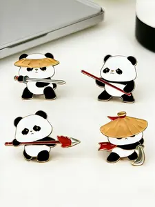 Fashion Kung Fu Panda Sports Martial Arts Brooch, Cute Creative Versatile Small Unique Clothing Bag Accessory Jewelry, Drop Set Pins