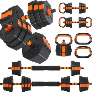 FOXTEEN Adjustable Dumbbells, 20/50/70/90lbs Free Weight Set with Connector, 4 in1 Dumbbells Set Used as Barbell, Kettlebells, Push up Stand, Weight Plate, Fitness Exercises for Home Gym Suitable Men/Women Foldable Ab Workout Equipment Rose Red Soft worko