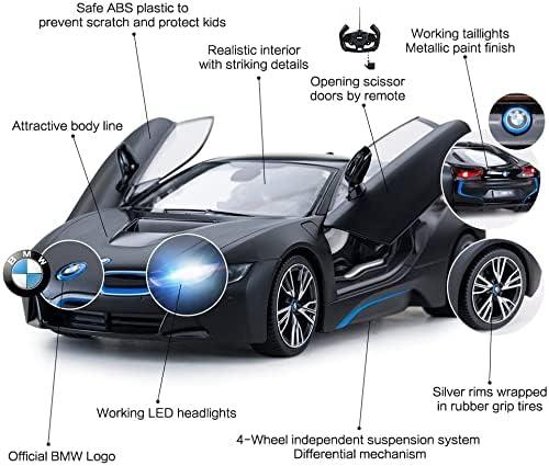 Remote Control Car, 1:14 BMW i8 Radio Remote Control Racing RC Toy Car Model Vehicle, Open Doors by RC, MattBlack.