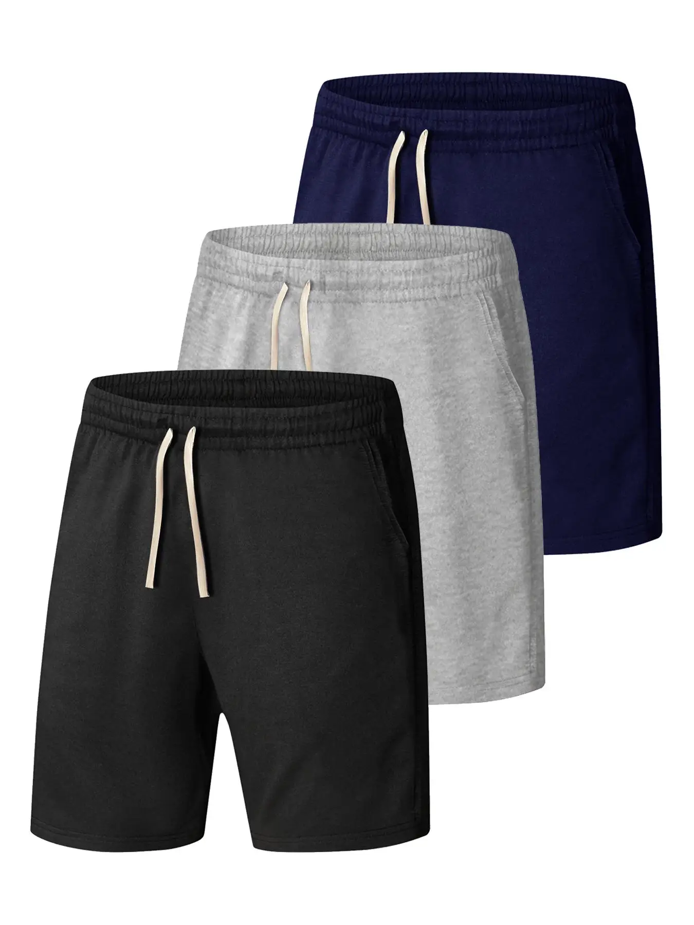 Men's Plain Drawstring Pocket Shorts, Summer Clothes, Essential Shorts for Men, Regular Fit Casual Straight Leg Shorts for Summer, Men's Street Wear S