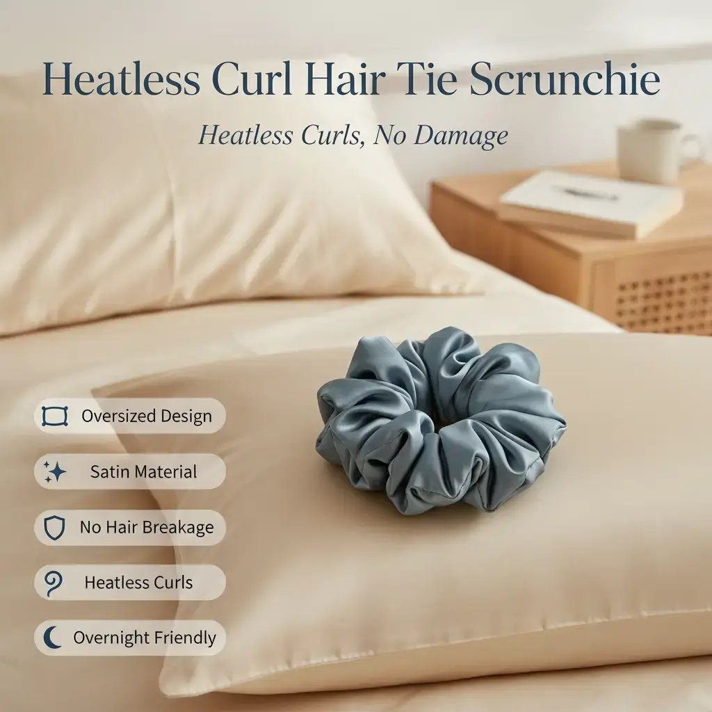 Oversized Filled Satin Sleep Scrunchie - No Hair Breakage, Heatless Overnight Curl Hair Tie
