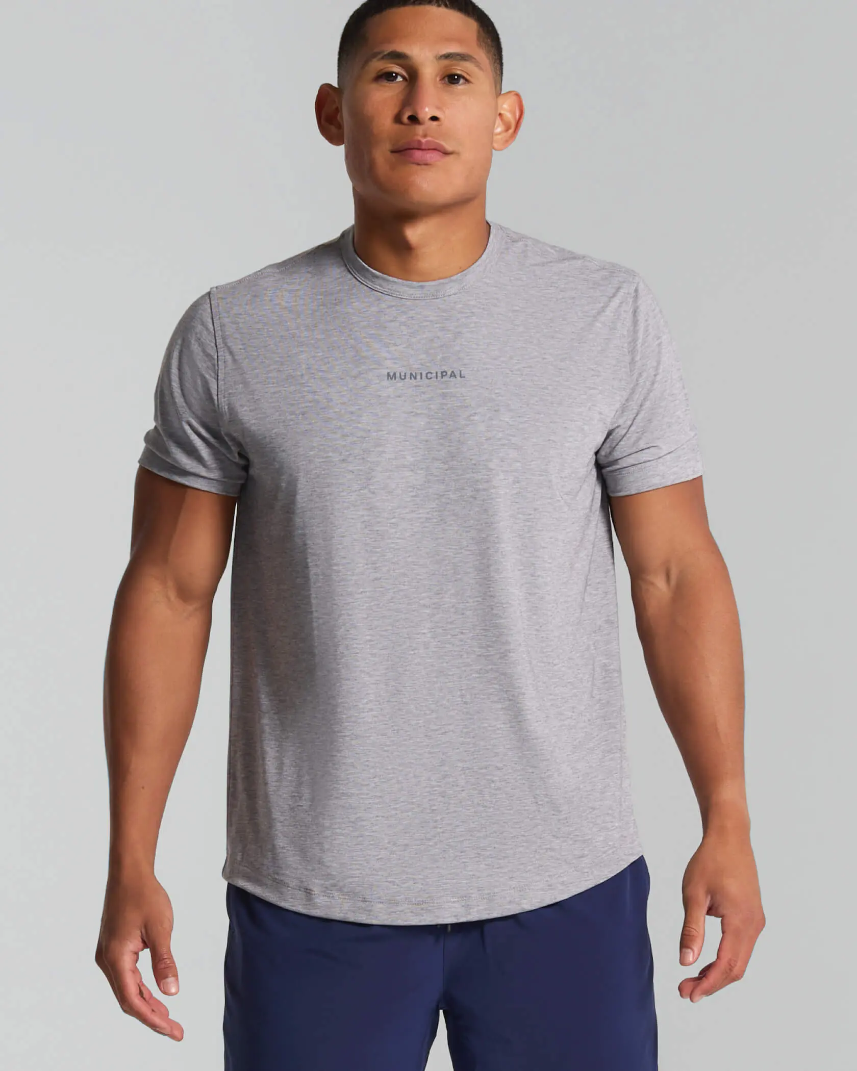 Male Unisex Short Sleeve Performance Tencel-Lyocell Blend Workout Top - 84% Poly, Quick Dry, Moisture-Wicking, Anti-Odour, Antibacterial, Municipal Wordmark Print, Standard Sizes, Sporty Chic, for Gym, Outdoor Sports, Errands