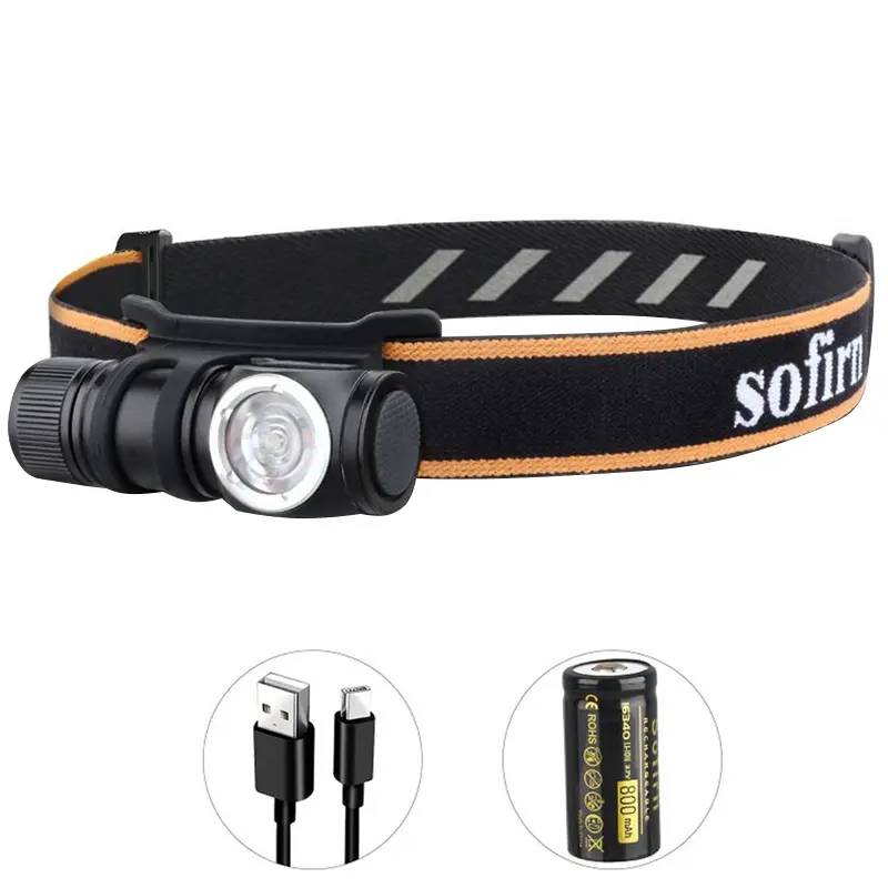 Sofirn HS10 USB Rechargeable Headlamp - 1100 Lumens High Performance Right Angle Flashlight, 90 High CRI LH351D LED, Lightweight IPX8 Waterproof 2-in-1 Clip-on Tool for Adult Camping, High Performance Flashlight