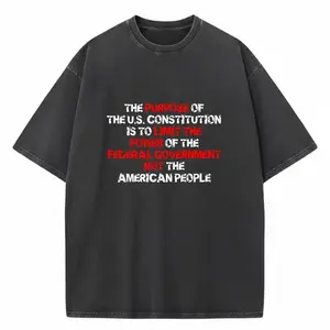 Men'S US Constitution T-Shirt with Full Text of U.S. Constitution Preamble & Bill of Rights - Black & White Political Statement Tee, Comfortable Crew Neck Short Sleeve, Regular Fit Casual Shirt for Constitutional Law Gift Idea
