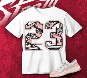 Unisex T-shirt to match Jordan 11 Low Legend Pink - Number 23. 100% Cotton for Casual Wear. Comfortable Summer Unisex T-Shirt to match Jordan Sneaker. Streetwear Style. urban outfitters