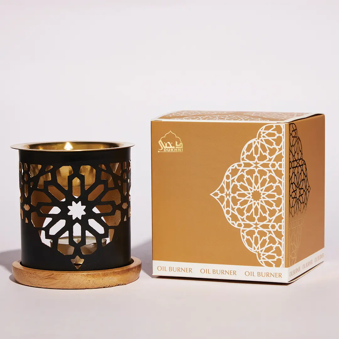 Dukhni Oriental Design Iron Fragrance Oil Burner Set for Home Room Scenting & Meditation, Includes Free 10ml Diffuser Free Oil (Home Care Supplies)