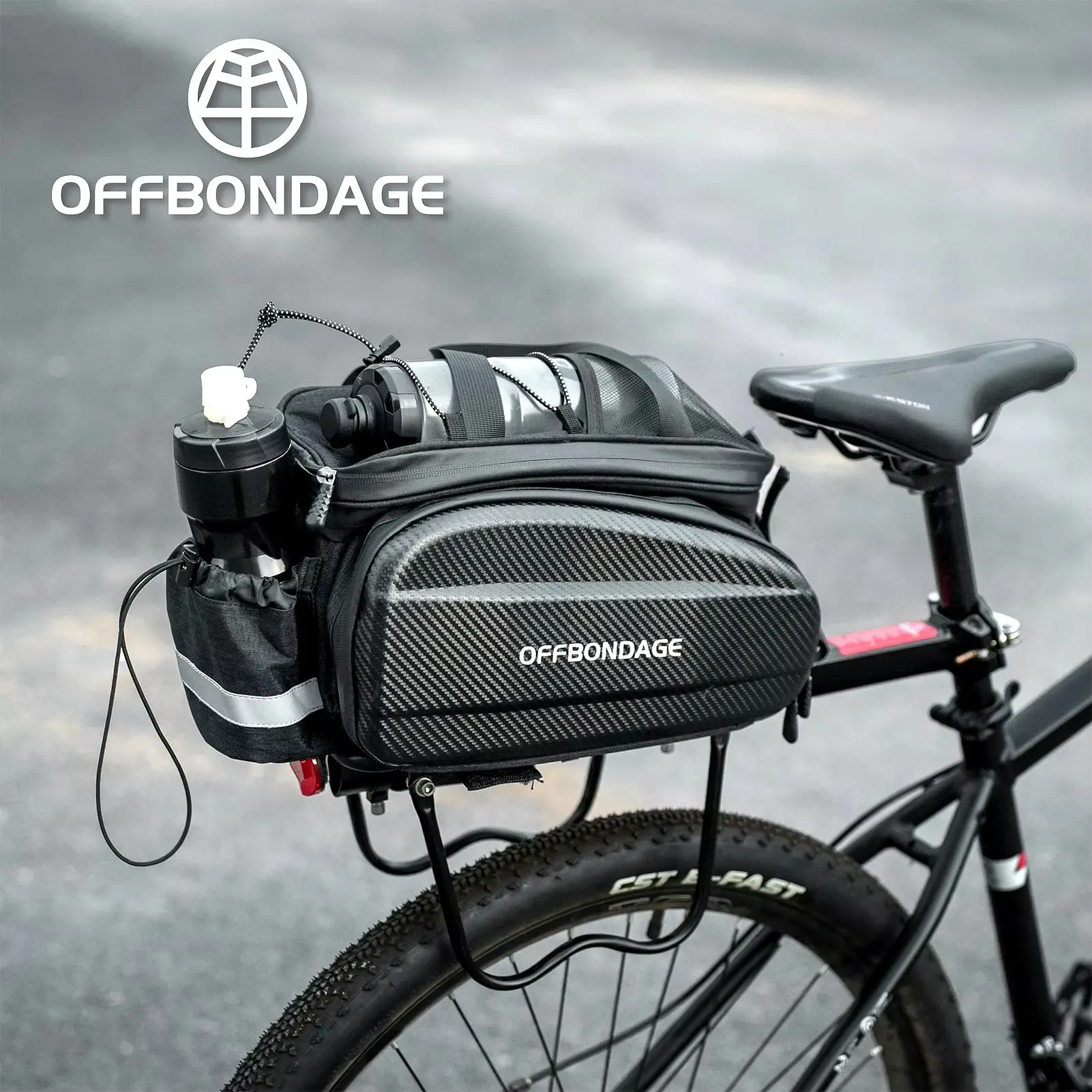 Offbondage Large Capacity Bicycle Rear Seat Bag, Bike Carrier, Eva Multi-Functional Mountain Bike Road Bike Pannier, Expandable Dual-Sided Side Bags, Bike Rack Bag