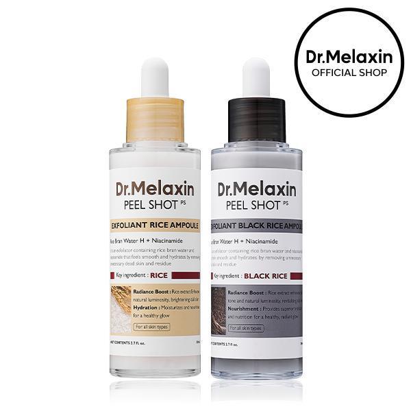 DR.MELAXIN Peel Shot Duo- Ampoule exfoliante au riz noir Shot
