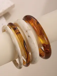 Resin Round Bracelet Set Fashion Versatile Gesture Marble Texture Vintage Style, Stylish Accessory for Everyday Wear Stackable Bracelets All Weather Bangles