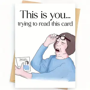 Cartoon Greeting Card, 1 Count This Is You Lettering Card with Envelope, Humorous Blessing Card for Good Friends, Birthday Gift, Daily Greeting Card, Fun Party Cards