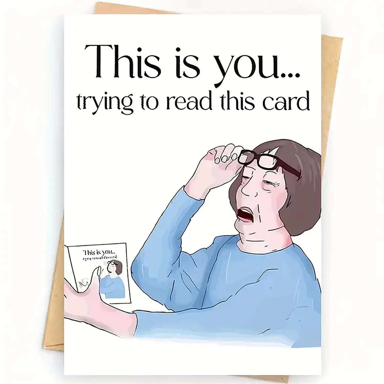 Cartoon Greeting Card, 1 Count This Is You Lettering Card with Envelope, Humorous Blessing Card for Good Friends, Birthday Gift, Daily Greeting Card