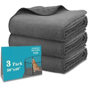 Washable Pee Pads for Dogs 3 Packs, Non-Slip Washable Pee Pads for Dogs, Fast Absorbent Pet Whelping Pads, Waterproof Dog Playpen Mat for Incontinence, Housebreak, Crate, 36'' x 48"