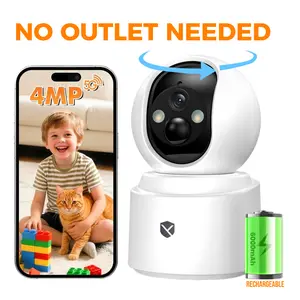 No Wires Indoor Camera Rechargeable, 2.5K Color Night Vision, 360° PTZ, Dual-Band WiFi, 2-Way Audio, Smart Home Camera with Alexa for Bayb & Pet Care 2026 (No subscription)