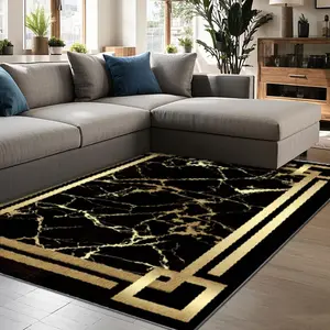 Geometric Frame Pattern Floor Mat, Non-slip Soft Floor Carpet, Decorative Area Rug for Home Living Room Bedroom Hotel Dormitory