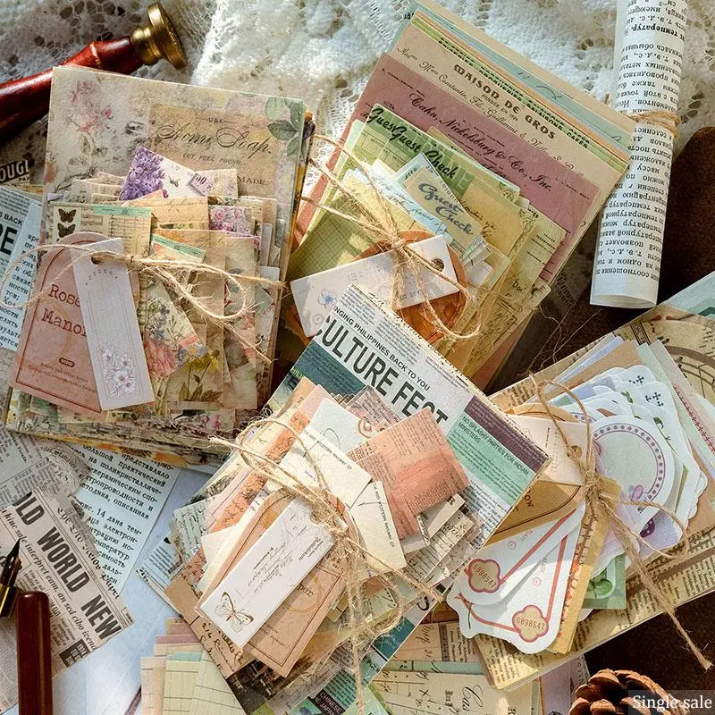 Random Color Vintage Post Office Themed Paper Materials, 100pcs/set Vintage Scrapbooking & Stamping Paper, Diy Crafting Decorative Paper for Scrapbook