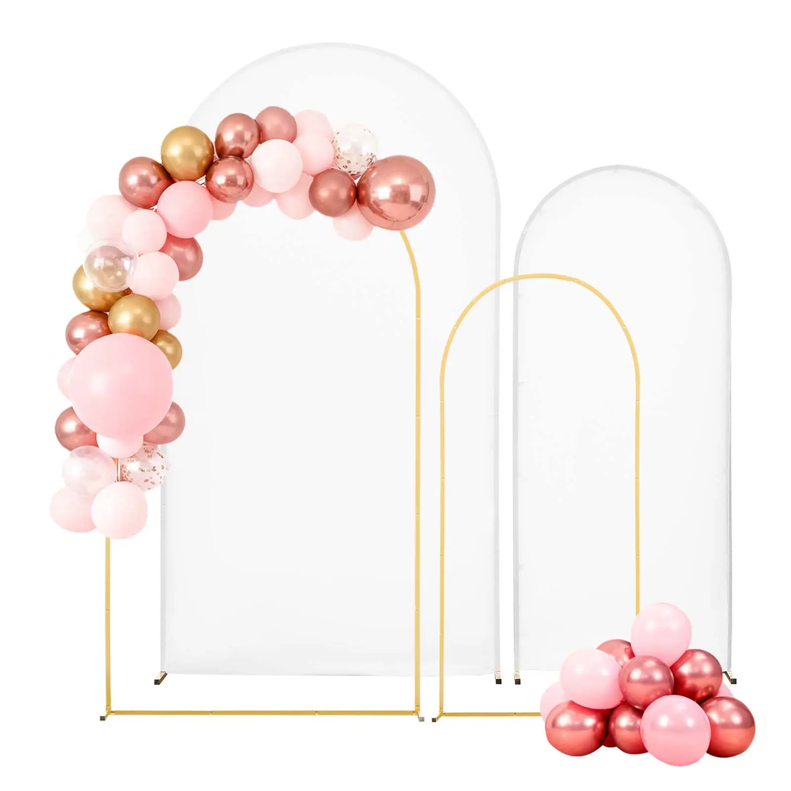 【SummerFinds】VEVOR Gold Arch Backdrop Stand Set (2 Pieces: 7.2ft & 6 ft), Stable, Screw-Secured, Bend-Resist Tubes, Rust-Resist Metal, Easy Assembly, Cover Included for Wedding Decor, Metal Arch Festive Backdrops & Banners