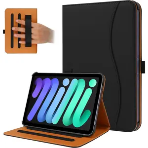 iPad mini 7 Case (A17 Pro) 2024, iPad mini 6 Case 2021, iPad mini 7th/6th Generation Case 8.3 Inch, PU Leather Folio Stand Cover with Pencil Holder and Multi-Viewing Angles(Black)